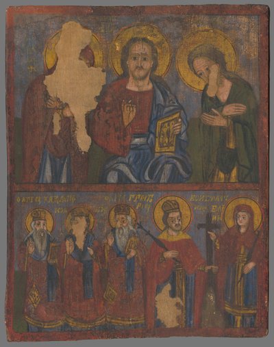 Deesis with St. Charalambos, St. John Chrysostom, St. Gregory of Nazianzus, St. Constantine and Helena by Unbekannt Unbekannt